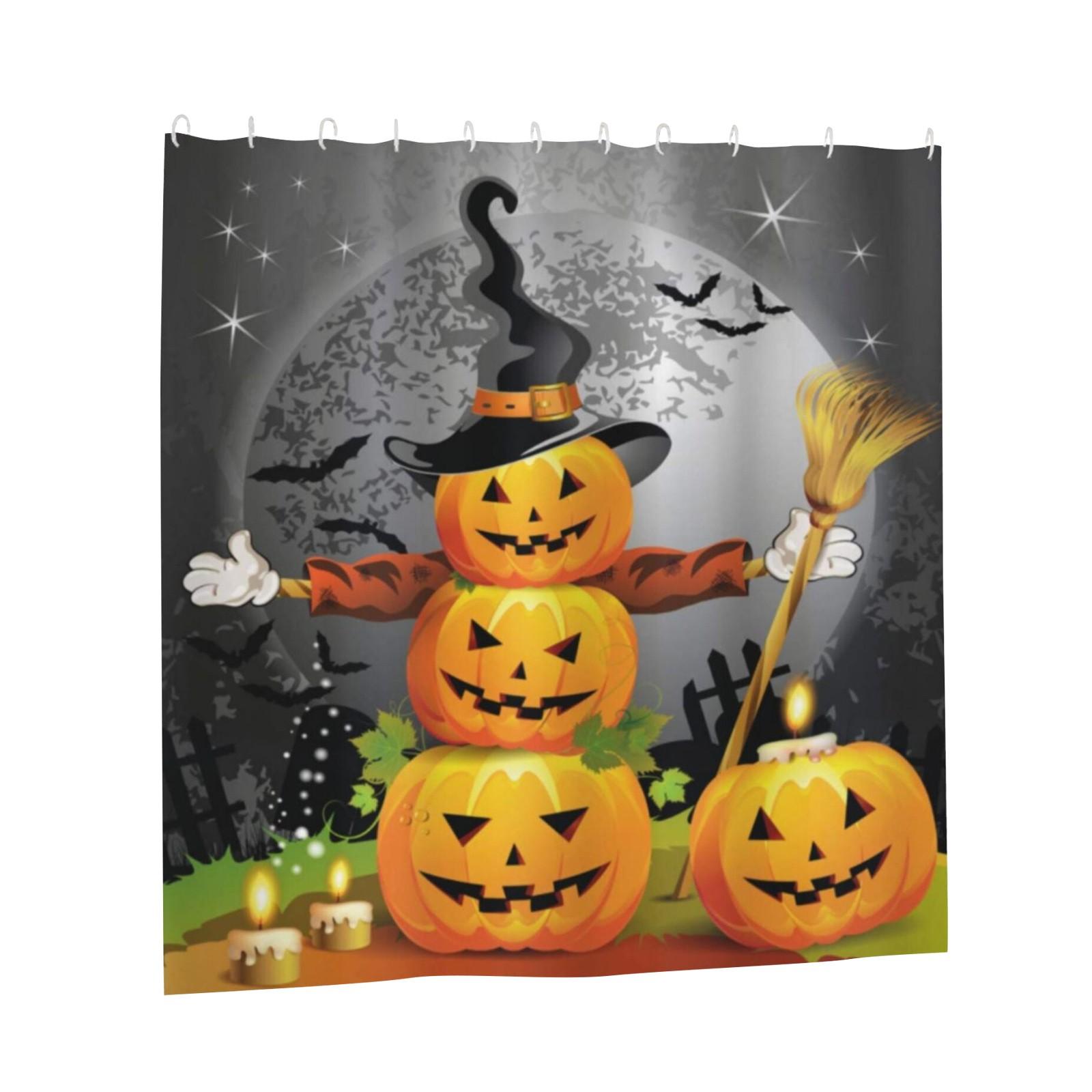 Shower Curtain HD No Punch Bathroom Partition Curtain Halloween Print