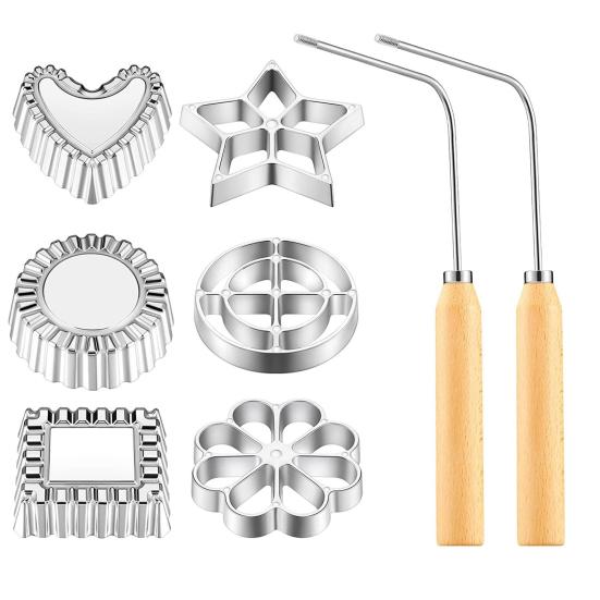 Set de forme pentru prăjit cu mâner lung, antiaderente, pentru morcov ras, creveți, chiftele, gofre, ștampilă de gătit, formă pentru presat fursecuri, oțel inoxidabil, bucătărie, copt