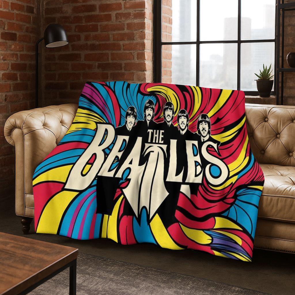Coperta Flanella 3D B-Beatles Rock Band Star Morbida Calda Plaid per Letto Camera da Letto Soggiorno Viaggio Campeggio Picnic Regalo