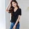 Srcr Women's Pleated Drawstring Mulberry Silk T-Shirt