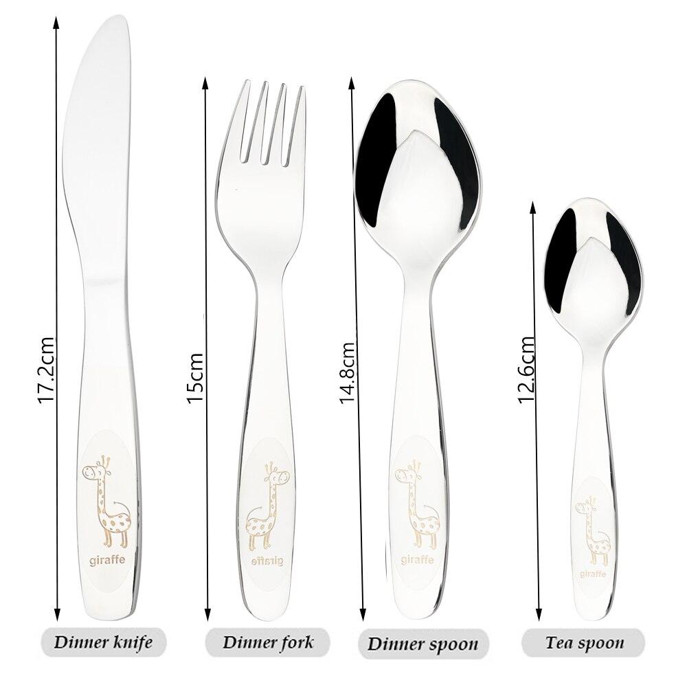 4pcs Cartoon Pictures Silverware Tableware Set Portable Dinner Fork Knife Small Spoon 304 Stainless Steel Flatware Set