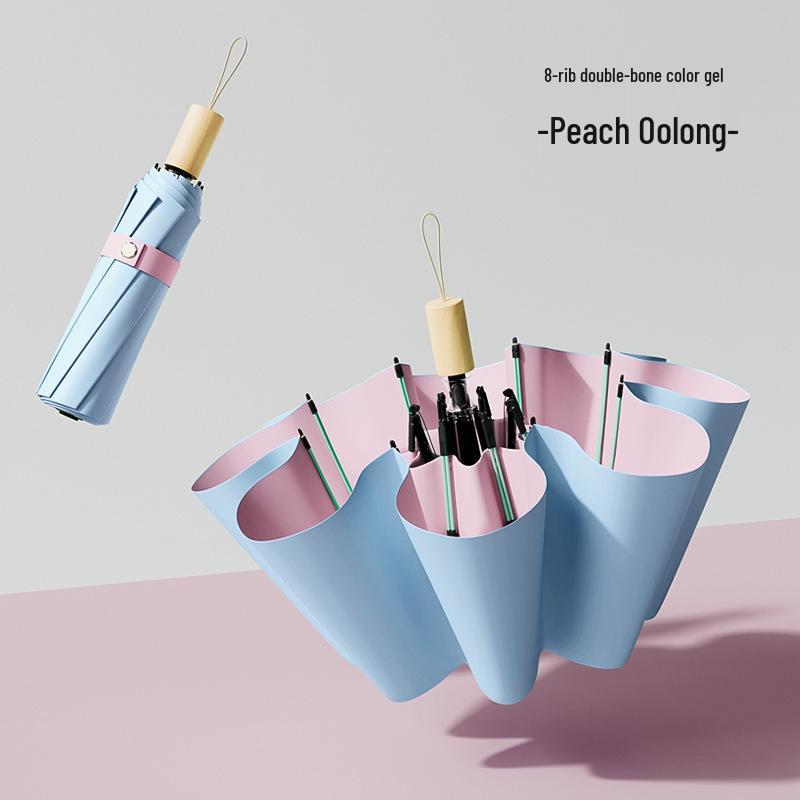 

Ретро складной зонт от солнца 32 цвета: Защита от УФ-лучей, Деревянная ручка, 16 двойных спиц