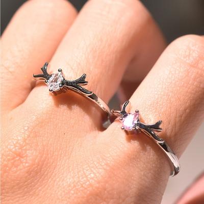 925 Silver Plated Minimalist Deer Ring for Women Fashion Simple Couple Rings Unique Jewelry Gift