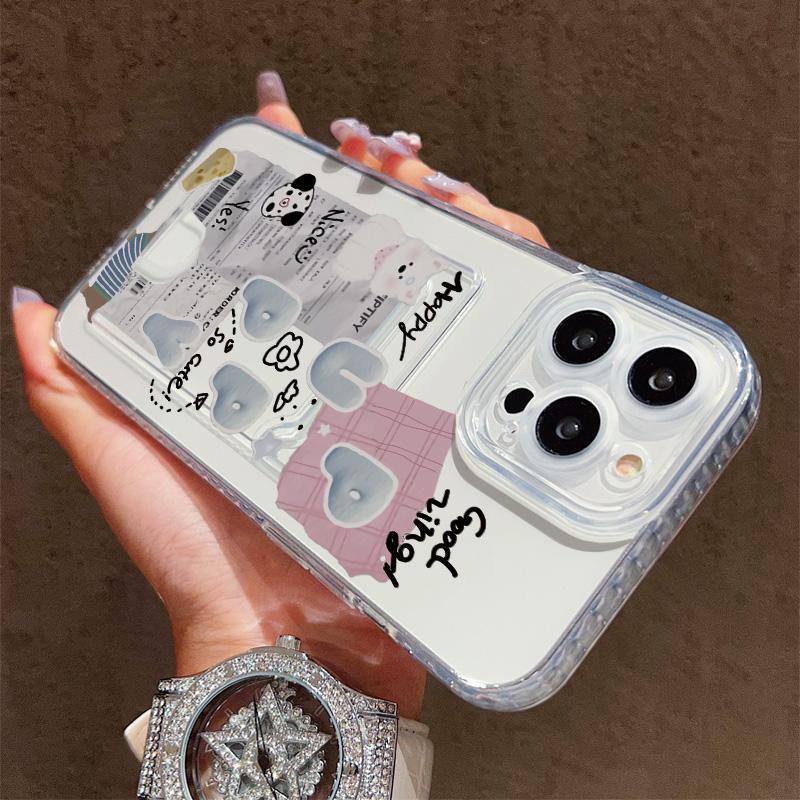 Card Slot Holder Silicone Wallet Pocket Case For Xiaomi Redmi Note 12 13 Pro iPhone 17 Air 16 15 14 13 Samsung S23 S24 S25 Cover Clear Phone Bumper