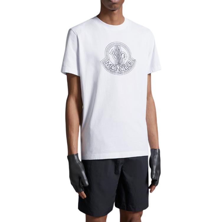 Moncler Logo Pattern Crew Neck Short Sleeve T-Shirt Men Tops White J1-091-8C00028-89A17-001