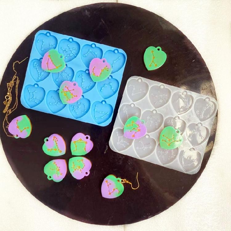 2 Pcs Love Square Silicone Molds Diy Crafts Earrings Pendant Tag Keychain Making