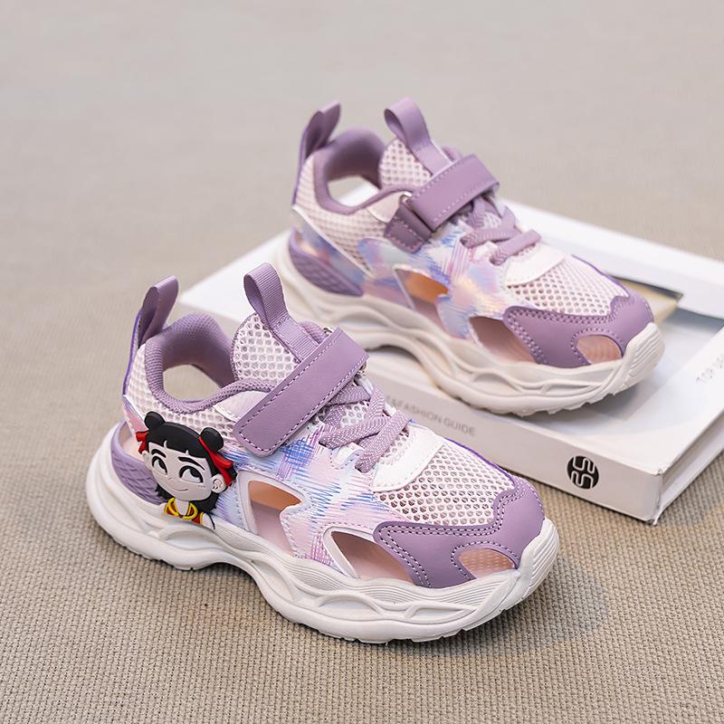 

Обувь для девочек Nezha 2025 новая летняя детская спортивная обувь для папы сетчатая дышащая обувь из одинарной сетки для девочки 31 [Inner Length 20CM] фиолетовый