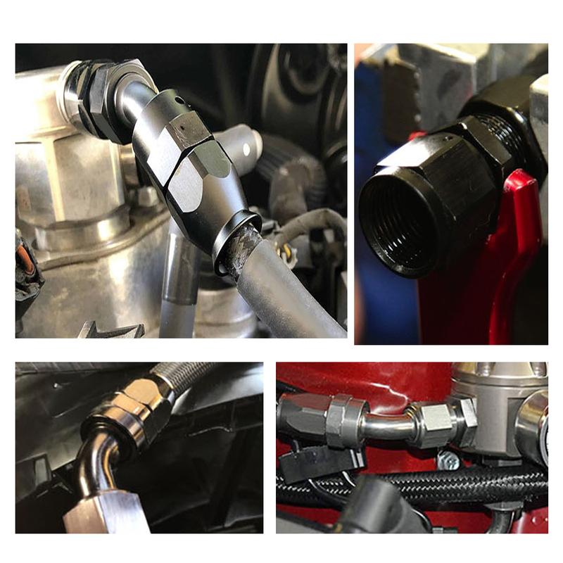 AN10 PTFE Fuel Hose Fitting Adapter Oil Cooler Fuel Pipe Line Forged Type Swivel Hose End Fitting 45°Degree 90°Degree Black 10AN