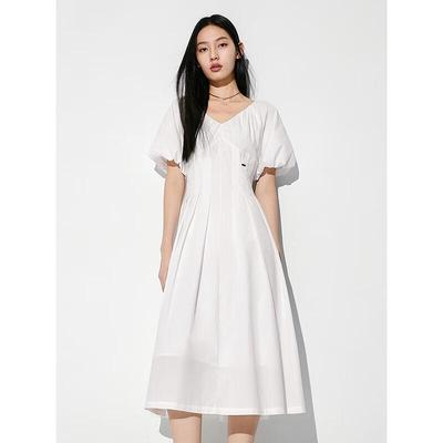 PEACEBIRD Women's French Elegant V-Neck Long Dress
