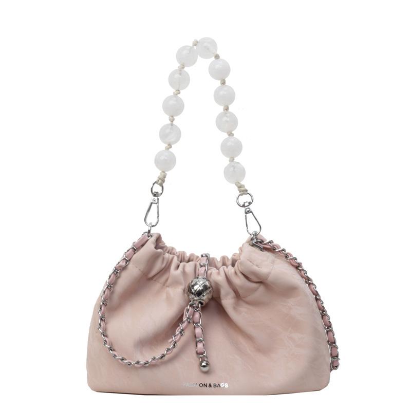 This Year, the Popular Small Bag Women's 2025 New Niche Light Luxury Pleated Cloud Bag Fashionable Pearl Chain Messenger Bag