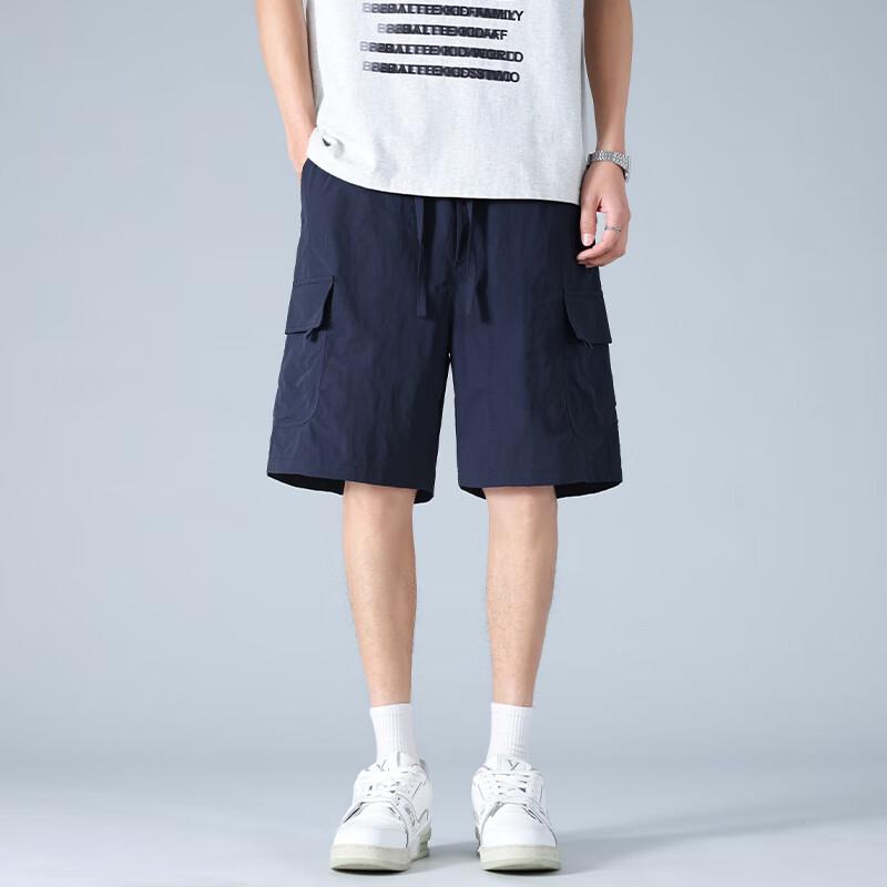 Men's Summer Elastic Waist Straight-Leg Cargo Shorts