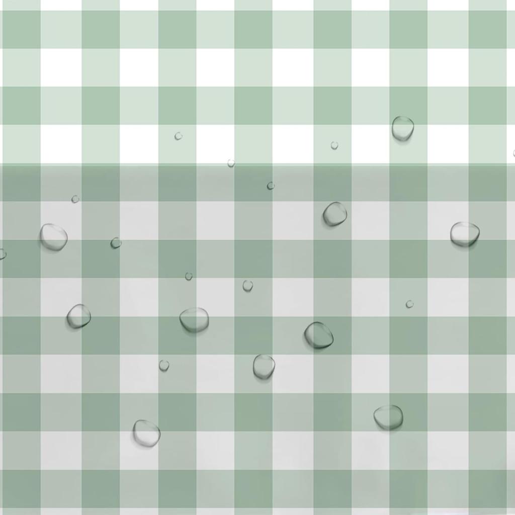 Sage Green Gingham Party Tablecloth Decorations, 3 Pack Green Checkered Disposable Plaid Party Supplies Tablecover, for Birthday Baby Shower Bridal
