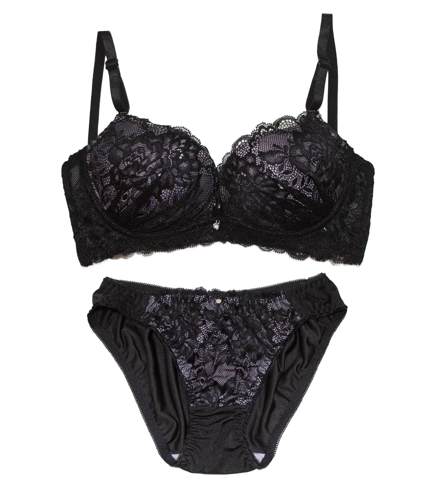 

Chica Hurra Черный 2XL Беспроводной бюстгальтер и трусики Цветочное кружево Плюс Регулируемый и льстящий женский комплект, Чашка 3/4, Принт, Беспроводной, Бюстгальтер с высоким вырезом, Размер, чёрный