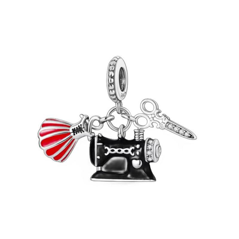 New 925 Silver, Red Strawberry, Mushroom, Car Bead Cross, Dog Pendant Original Bracelet DIY Accessories Exquisite Jewelry