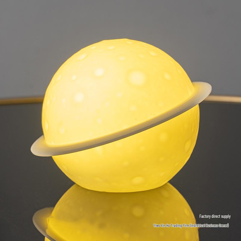 Astronaut Night Light Planet Lamp: Luminous Moon Ornament for Bedroom Decor, Gift, or Souvenir with Silk Flower.