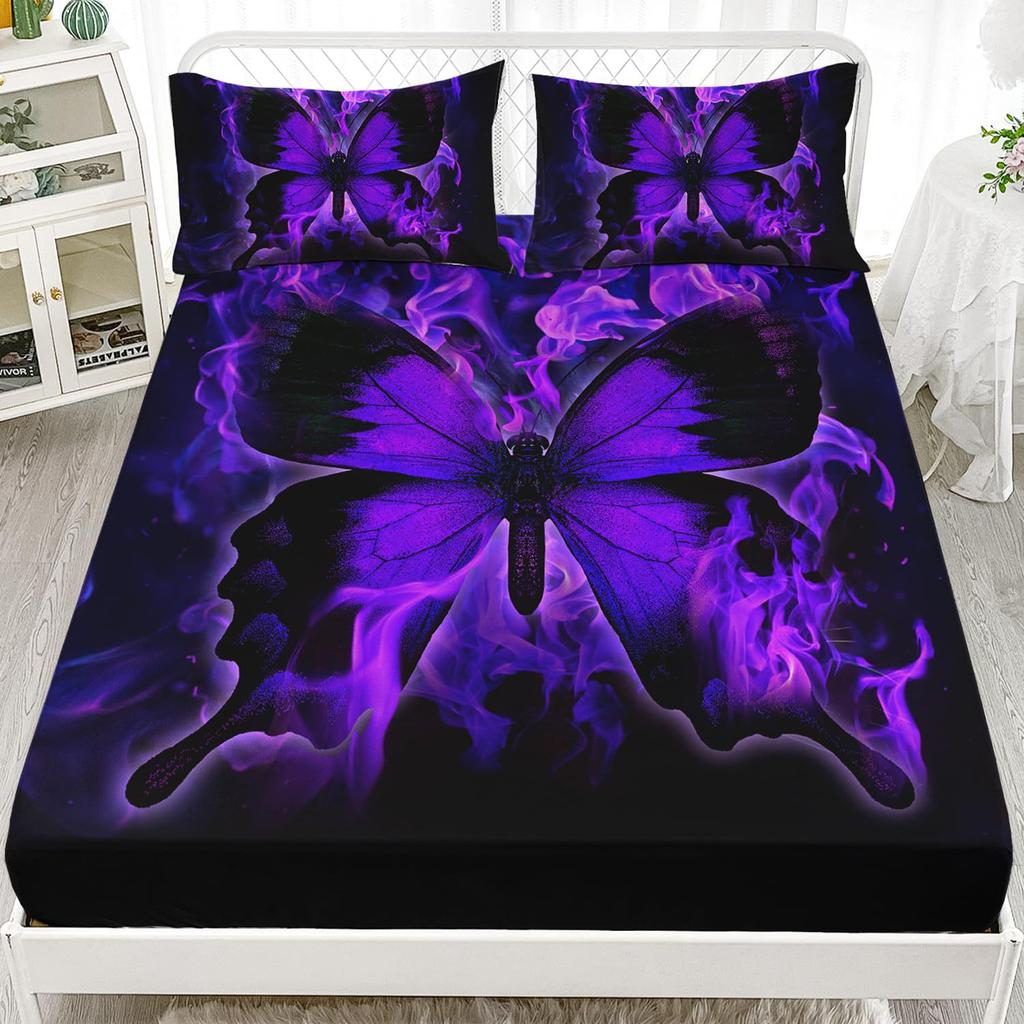 Color Butterfly Pattern Sheet Three-Piece Digital Printed Sheet Bedding Set Adult Children