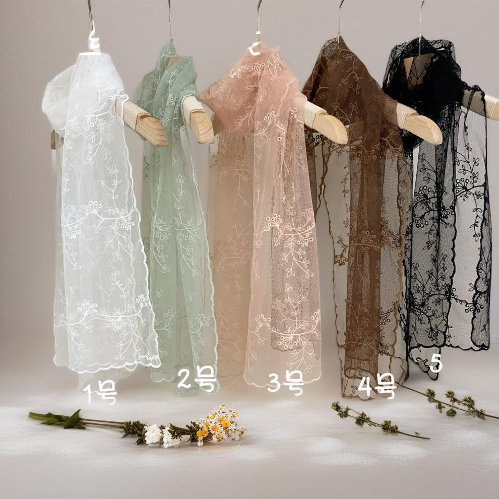 New Lace Long Scarf Embroidered Small Flower Silk Female Korean Version Literary Retro Versatile Decorative Shawl Summer