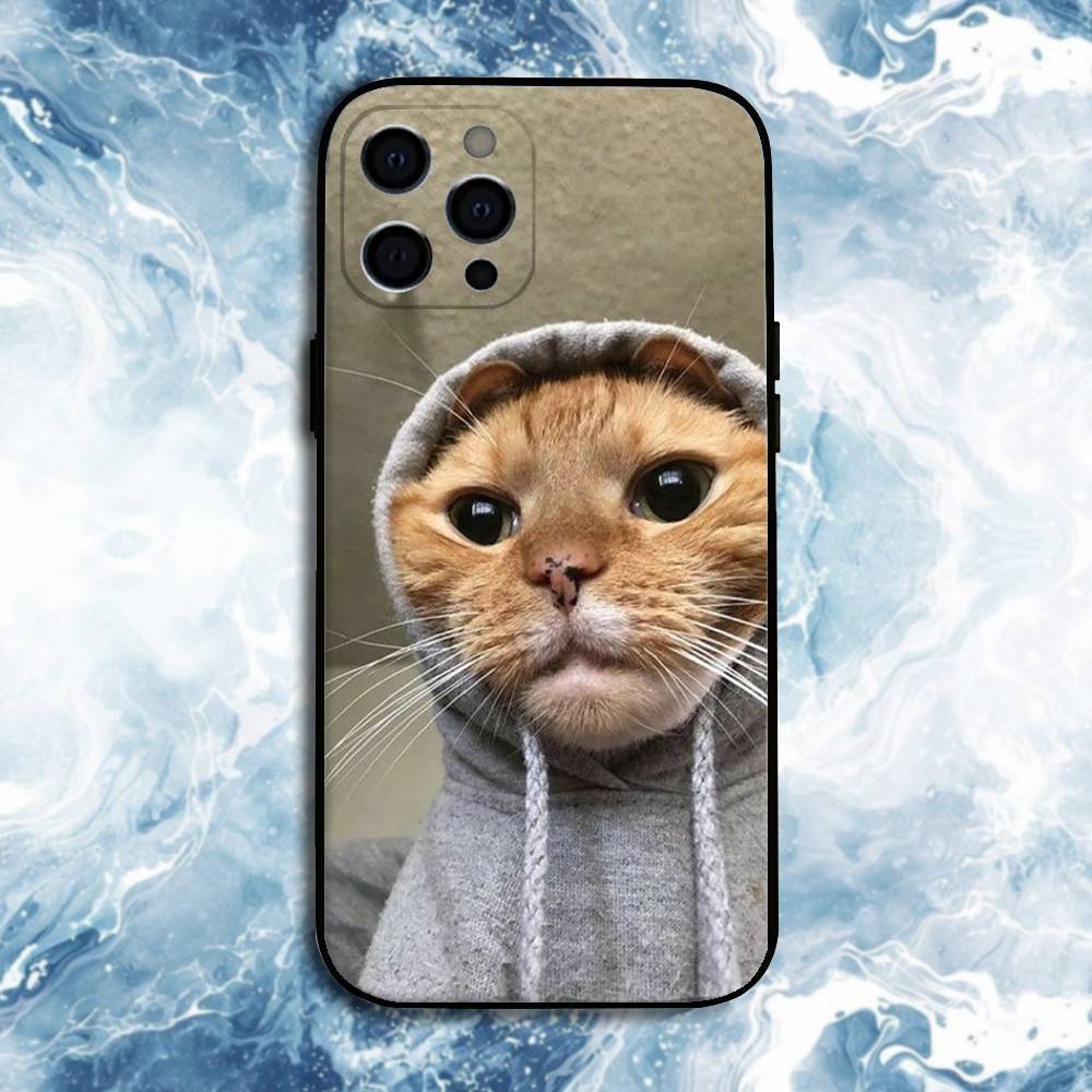 Pet Cat Funny memes Phone Case For iPhone17,16,15,14,13,12,11 Plus,Pro Max, Soft Silicone Black Cover