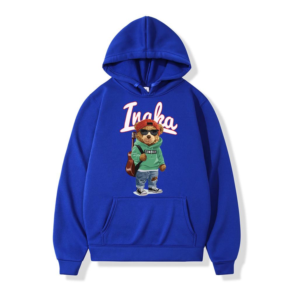 Herren Hoodies Hip Hop Inaka Power Toy Bear Print Fleece Hoody Sweatshirt Frauen Harajuku Pullover Streetwear Hoodie Unisex Kleidung