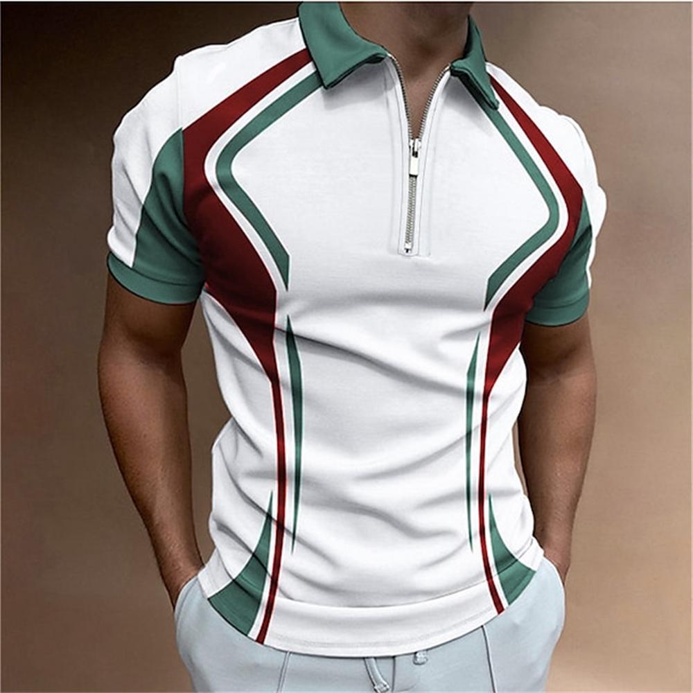 Men's striped polo shirt, short sleeved T-shirt, men's breathable top, business collar streetwear, high-quality luxury brand