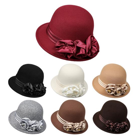 Fisherman Hat Women Winter Basin Solid Color Faux Pearls Floral Decoration Bucket Hat Outdoor Activities Travel Daily Wear