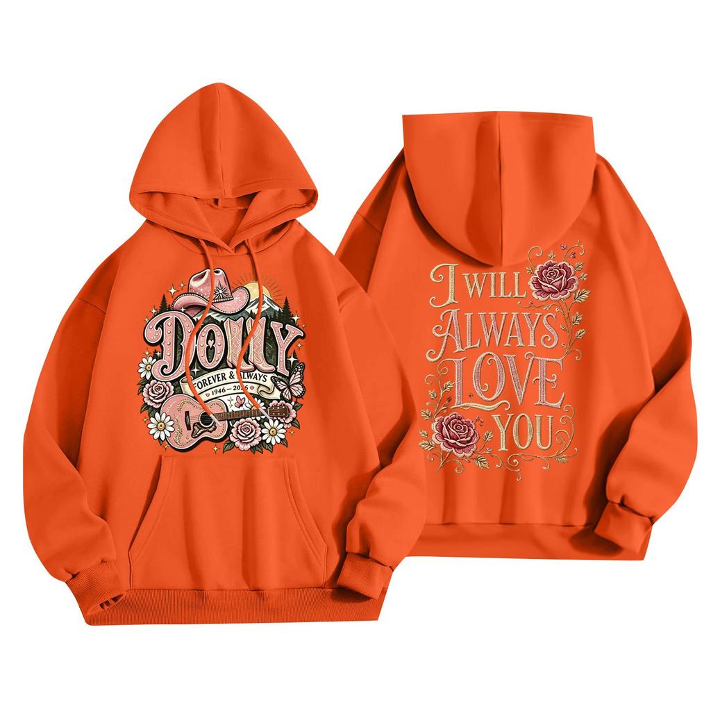 Women's Casual Loose Fit Pullover Hoodie with and Letter I Print
