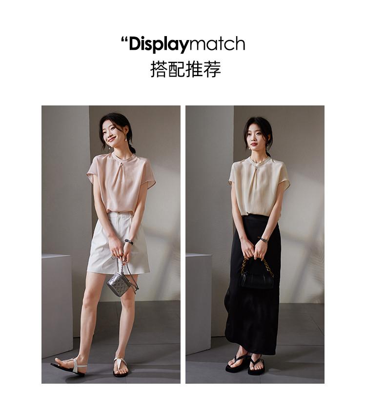 100% Mulberry Silk French Style Short Sleeved Shirt for Women In Summer 2026, Stylish and Versatile Silk Top