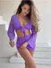 Women's Deep V Neck Bow Tie Bikini Set with Drawstring Skirt Multi Color Two Piece Swimsuit