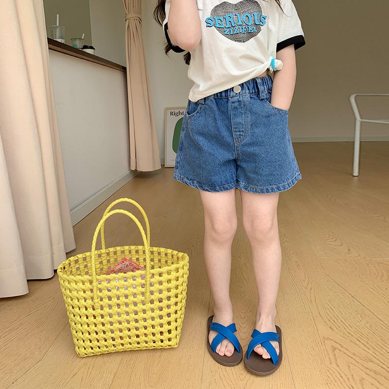 

Medium-sized Girls Korean Version of The Western Style All-match Three-point Pants Children s Casual Simple Denim Shorts 90cm синий