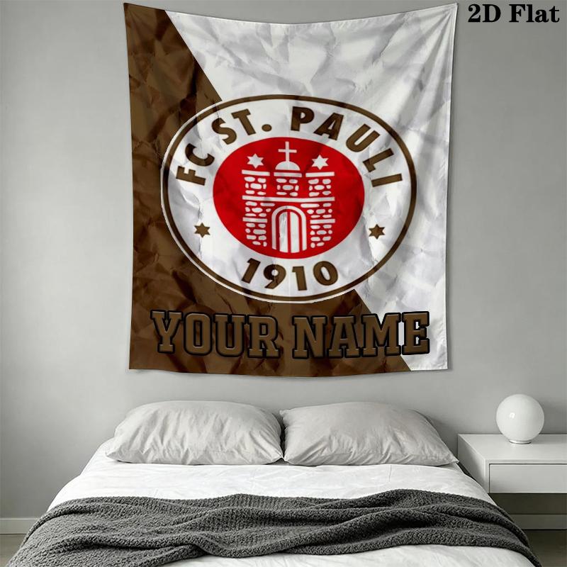 Custom Name St.Pauli Wall Tapestry Aesthetic Wall Hanging Printed Fabric Blanket Decorative Tapestries for Bedroom Living Room Home Decor