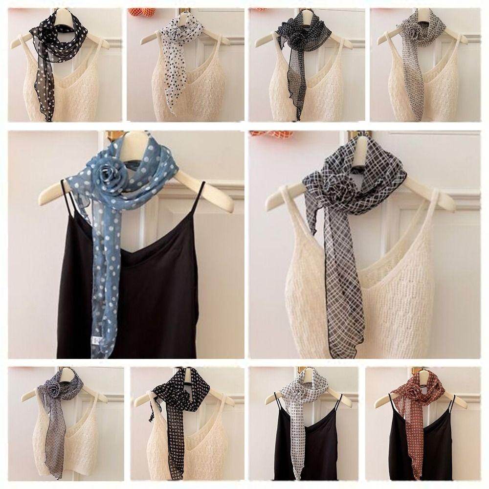 

Polyester fiber Cravat Elegant Collar Flower Decoration Fashion Scarves Women I