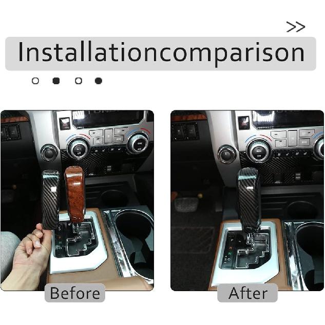 ABS Car Gear Shift Knob Head Cover Trim Stickers for Toyota Tundra 2007 2008 2009 2010 2011 2012 2013 2014+ 2021 Sequoia 2008-2020 (Black Carbon