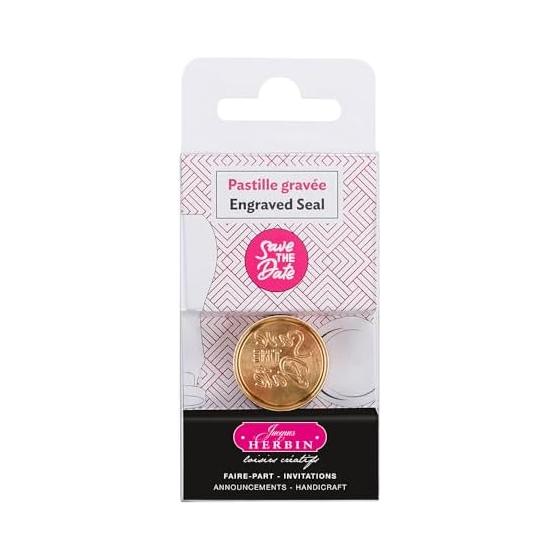 HERBIN Ceiling Stamp Replacement Stamp Motif [Save THE Date] Diameter 24mm Brass Made in France HERBIN hb40415