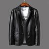 Spring and Autumn Men's Slim Thin Section Lapel Suit Fashion Casual Leather Jacket