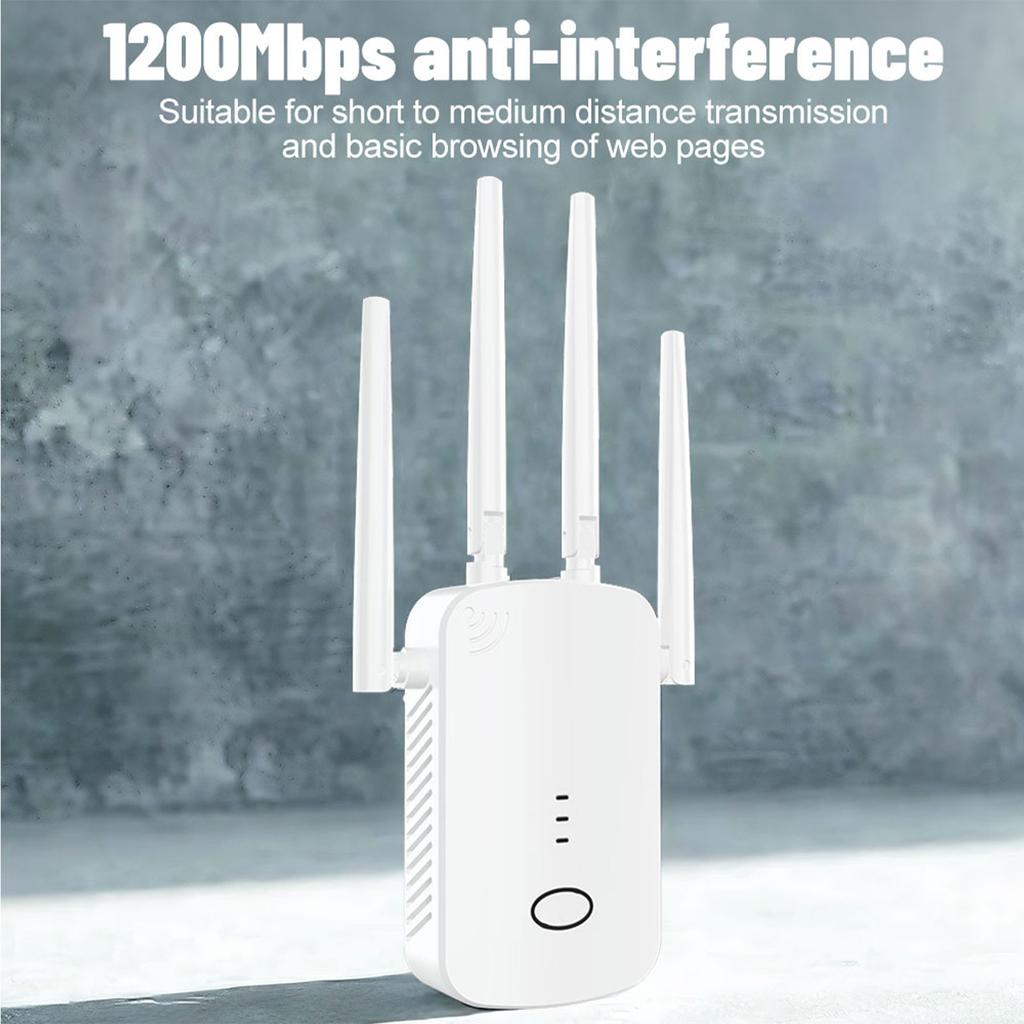 1200Mbps Wireless Fidelity Extender with 4 High Gain Antennas Signal Booster for Home Long Ranges EU Plug