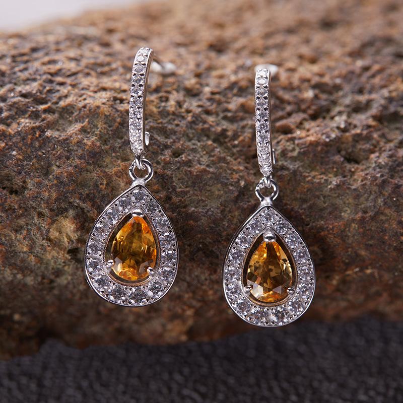 S925 Sterling Silver Natural Color Treasure Amethyst Citrine Topaz Earrings Earrings Women'S Factory