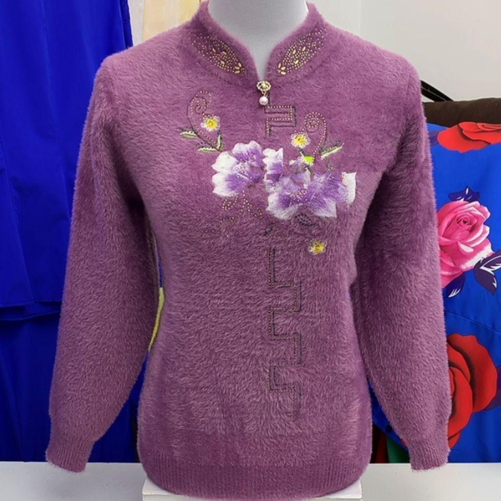 

Warm Loose Knit Sweater for Middle Aged Women Mom Casual Comfortable Winter 4XL