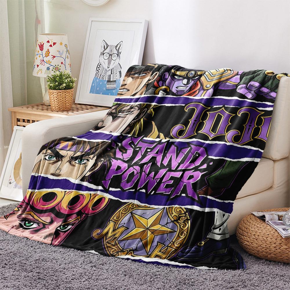 1PC Jojo'S Bizarre Adventure Patterned Flannel Blanket Suitable For All Seasons For Home Decor Warmth And Comfort Gifts Holiday Present