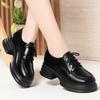 British loafers women's new spring single shoes platform work shoes thick heel lace-up small leather shoes