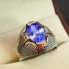 Tanzanite Oval Cut Gemstone With 925 Sterling Silver Ring For Men's #B650 JL375686559082