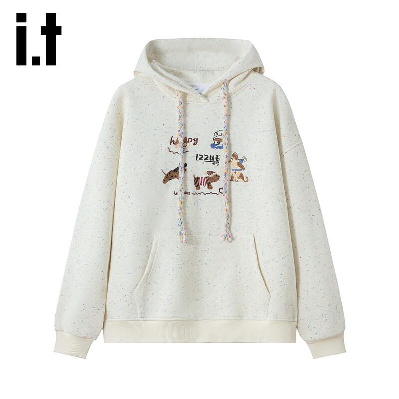 izzue it Женская свободная толстовка с капюшоном и вышивкой в виде мультяшного персонажа L