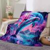 1pc Dolphin Printing Lightweight Flannel Blanket, Comfortable and Warm Blanket, for Camping Sofa Bed and Couch Office, Gift