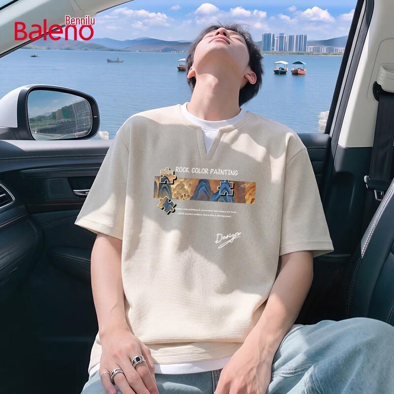 Baleno Men s American Trend Waffle Knit Short Sleeve T-Shirt L