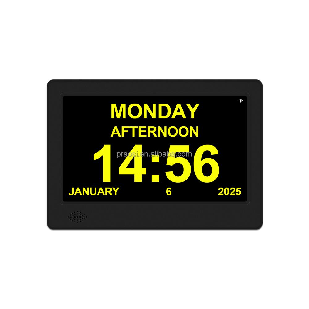 7 Inch Alarm Clock for the Elderly with Dementia  With Digital Calendar Clock 25 Alarms SD Card for Senior Elderly Memory Loss чёрный