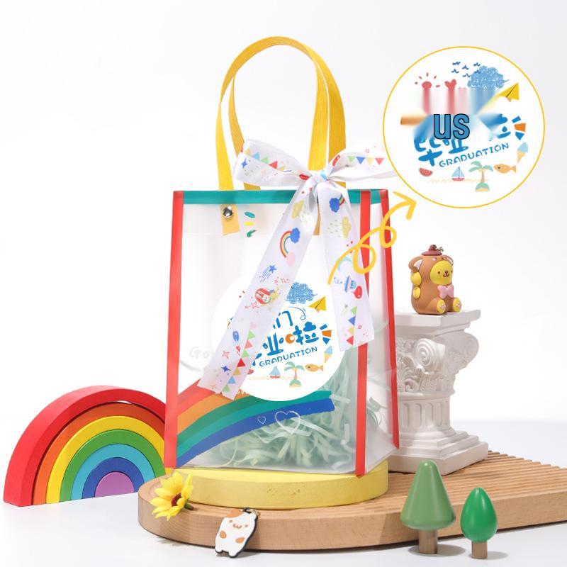 Kindergarten Party Favor Gift Bag with Transparent Handle for Back-to-School and Birthday.