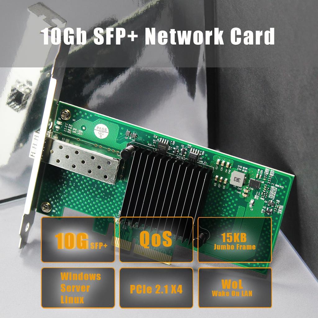 GLOTRENDS ST7315 10Gb LAN Intel 82599EN PCIE X4 Mac OS Not Compatible SFP+ Card, Controller, 2.0 Interface,