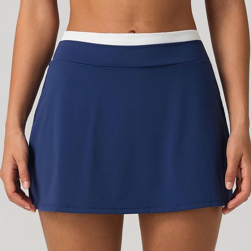 Women High Waist Color Block Golf Tennis Skirt Anti Chafe Padded Cycling Short