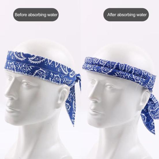 Letní chladivý nákrčník s potiskem Ledový ručník Rychle chladící šátek na hlavu Bandana Udržující chlad Čelenka pro posilovnu Golf Jóga