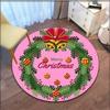 Merry Christmas Snowflake and Christmas Santa Claus Soft Shaggy Round Area Rug Living Room Bedroom Non-slip Floor Mat