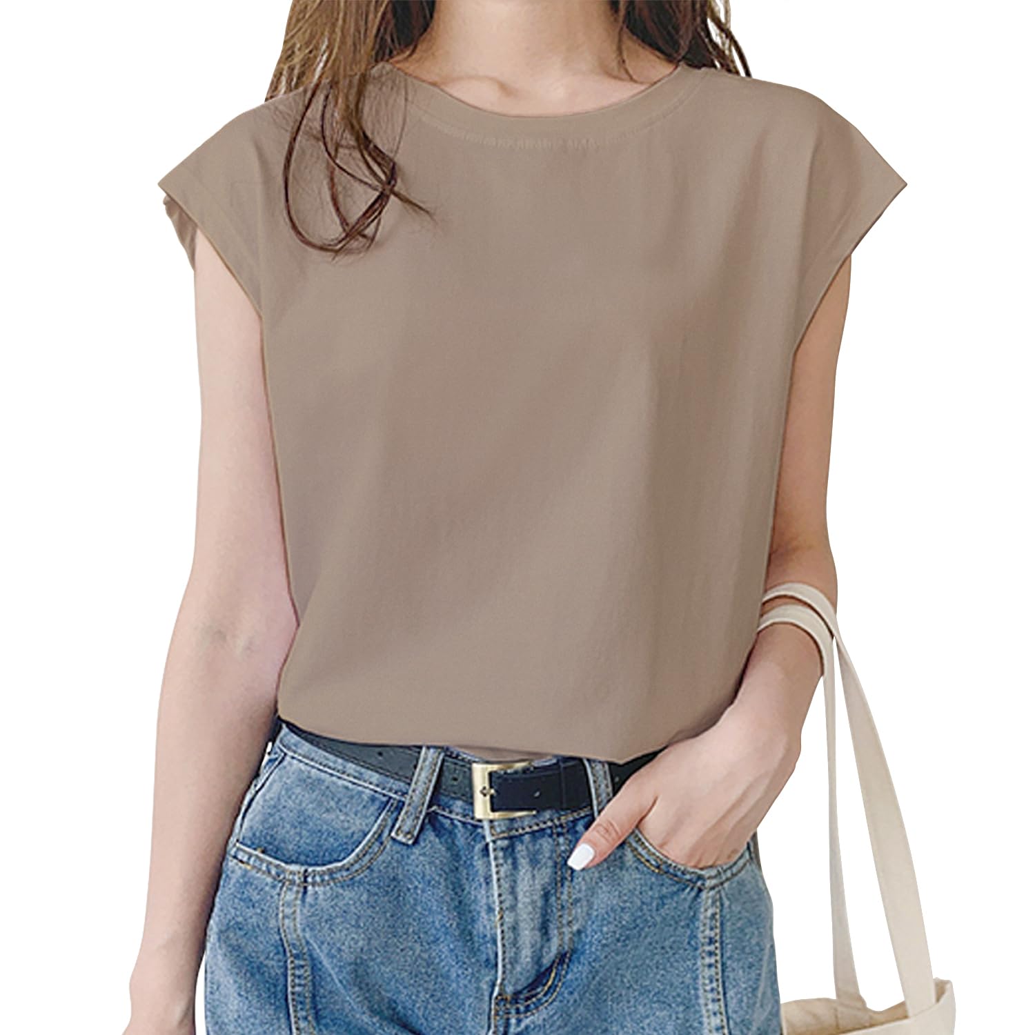 

Tank Crew Quick Drying Loose Slimming Summer French Cut and Round Loose T [Mmlnrc] Women s T-shirt, Sleeveless, Top, Neck, T-shirt, Fit, Effect, Top,
